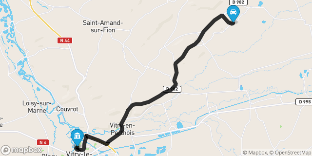 Itinéraire vers Vitry-le-François