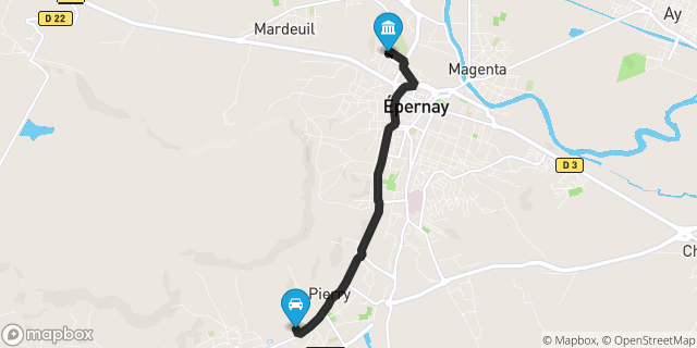 Itinéraire vers Épernay