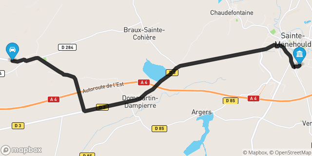 Itinéraire vers Sainte-Menehould