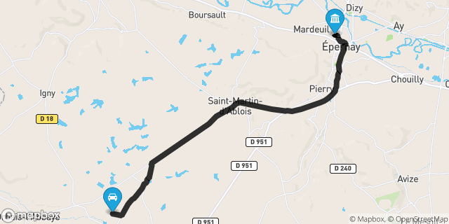 Itinéraire vers Épernay