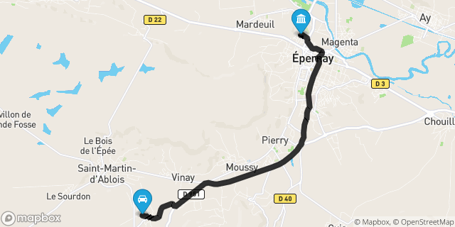 Itinéraire vers Épernay