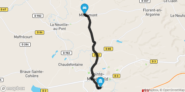 Itinéraire vers Sainte-Menehould