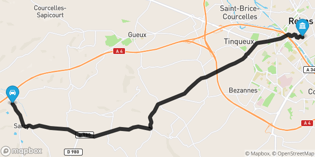 Itinéraire vers Reims