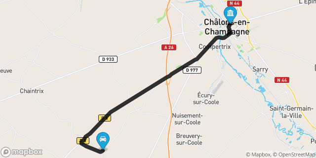 Itinéraire vers Châlons-en-Champagne