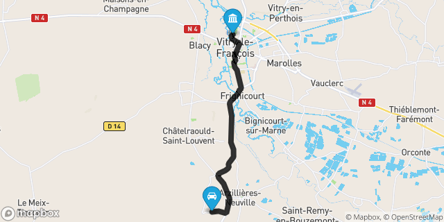 Itinéraire vers Vitry-le-François