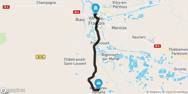 Itinéraire vers Vitry-le-François