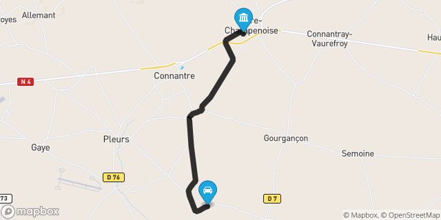Itinéraire vers Fère-Champenoise