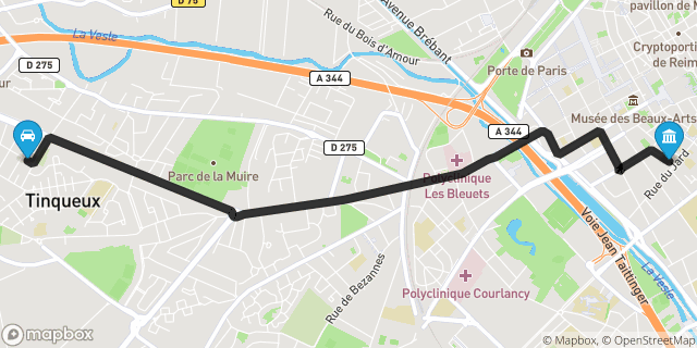 Itinéraire vers Reims