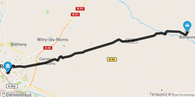 Itinéraire vers Reims