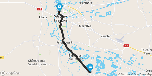 Itinéraire vers Vitry-le-François