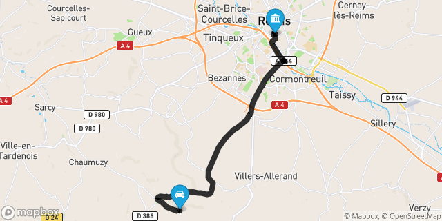 Itinéraire vers Reims
