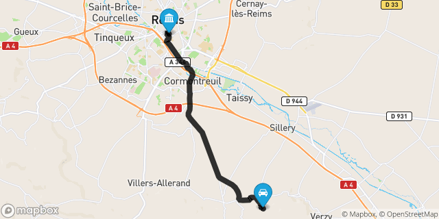Itinéraire vers Reims