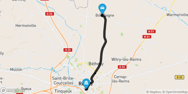 Itinéraire vers Reims