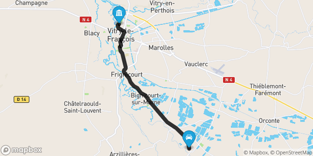 Itinéraire vers Vitry-le-François