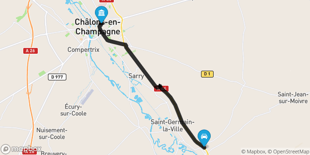 Itinéraire vers Châlons-en-Champagne
