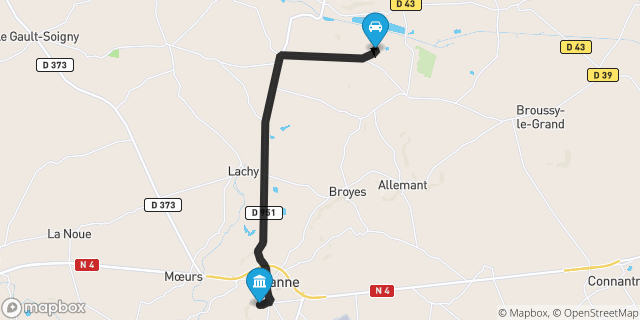 Itinéraire vers Sézanne