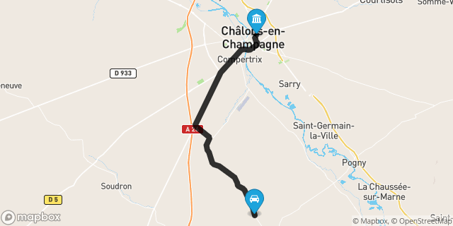 Itinéraire vers Châlons-en-Champagne