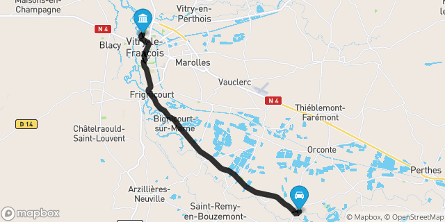 Itinéraire vers Vitry-le-François