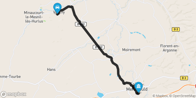 Itinéraire vers Sainte-Menehould