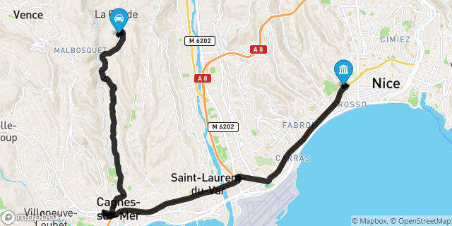 Itinéraire vers Nice