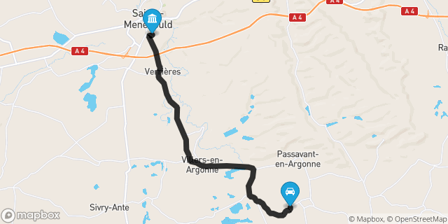 Itinéraire vers Sainte-Menehould