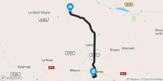Itinéraire vers Sézanne