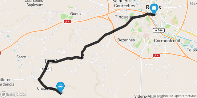 Itinéraire vers Reims