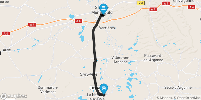Itinéraire vers Sainte-Menehould