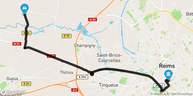 Itinéraire vers Reims