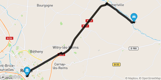 Itinéraire vers Reims