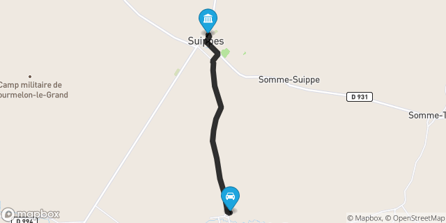 Itinéraire vers Suippes