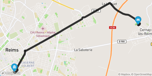 Itinéraire vers Reims