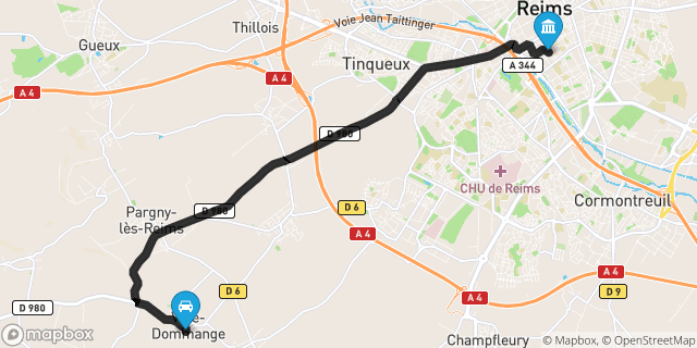 Itinéraire vers Reims