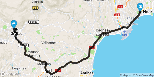 Itinéraire vers Nice