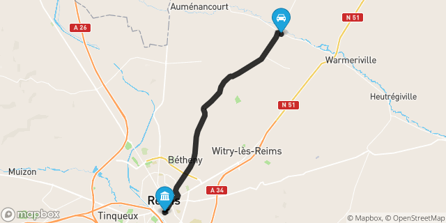 Itinéraire vers Reims