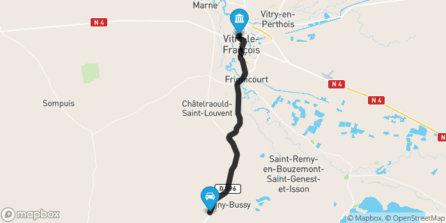 Itinéraire vers Vitry-le-François