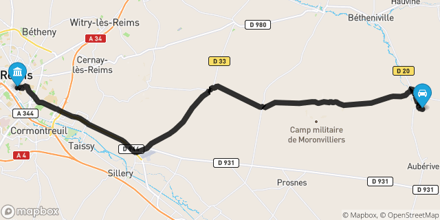 Itinéraire vers Reims