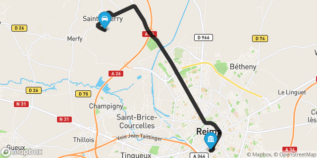Itinéraire vers Reims