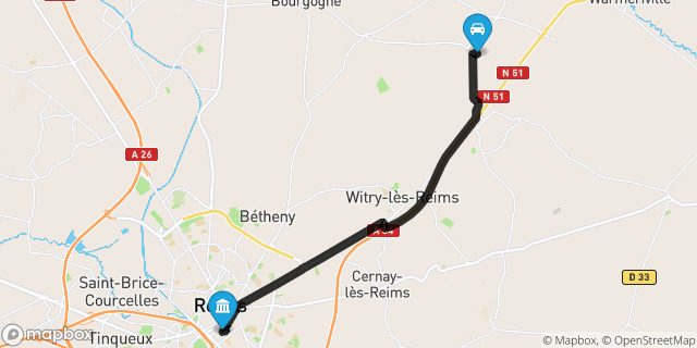 Itinéraire vers Reims