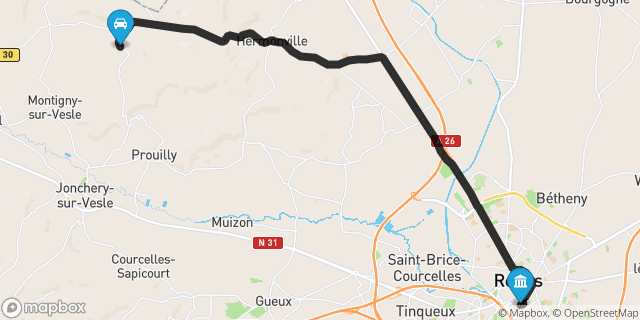 Itinéraire vers Reims