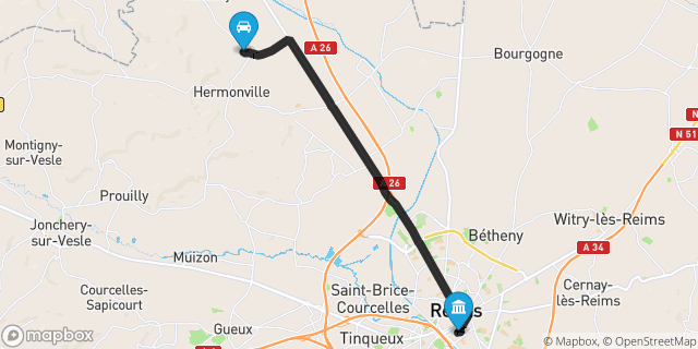 Itinéraire vers Reims