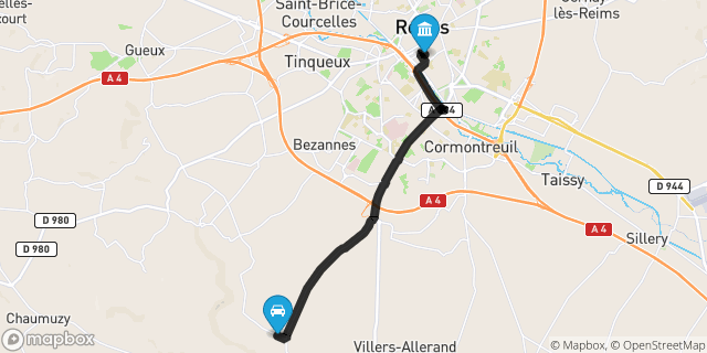 Itinéraire vers Reims