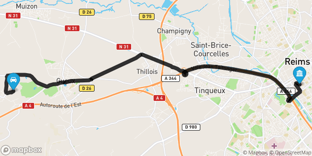 Itinéraire vers Reims