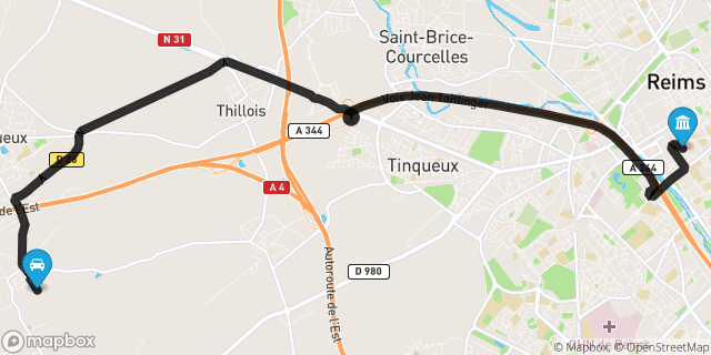 Itinéraire vers Reims