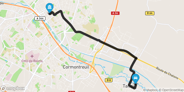 Itinéraire vers Reims