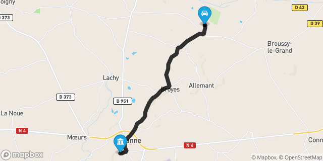 Itinéraire vers Sézanne