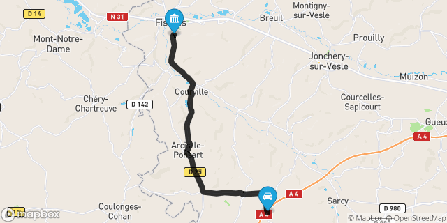 Itinéraire vers Fismes