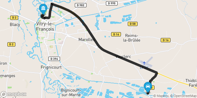 Itinéraire vers Vitry-le-François