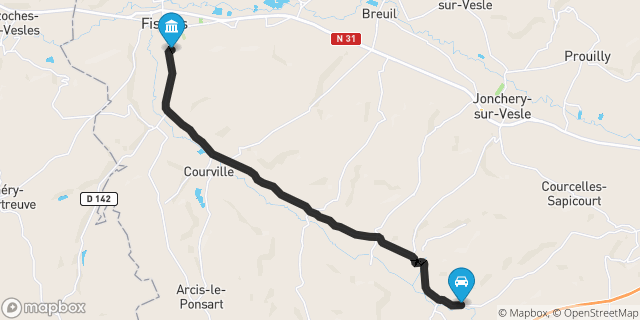 Itinéraire vers Fismes