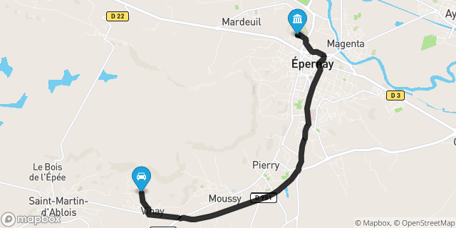 Itinéraire vers Épernay
